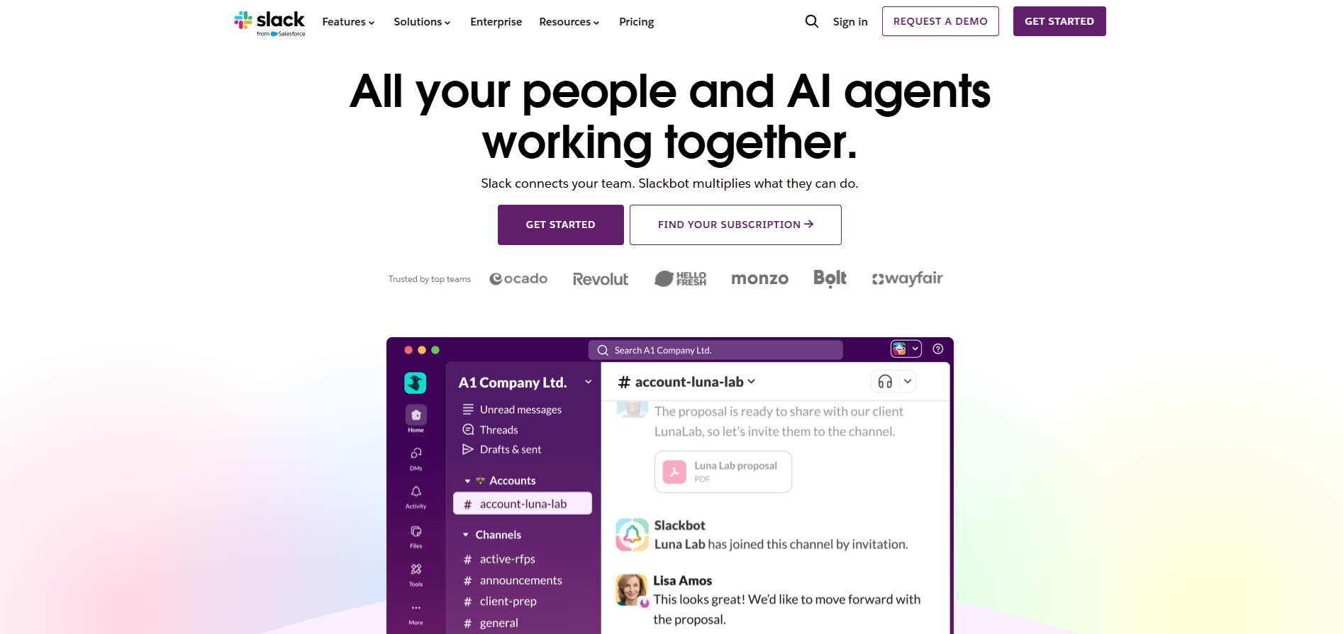 Slack homepage