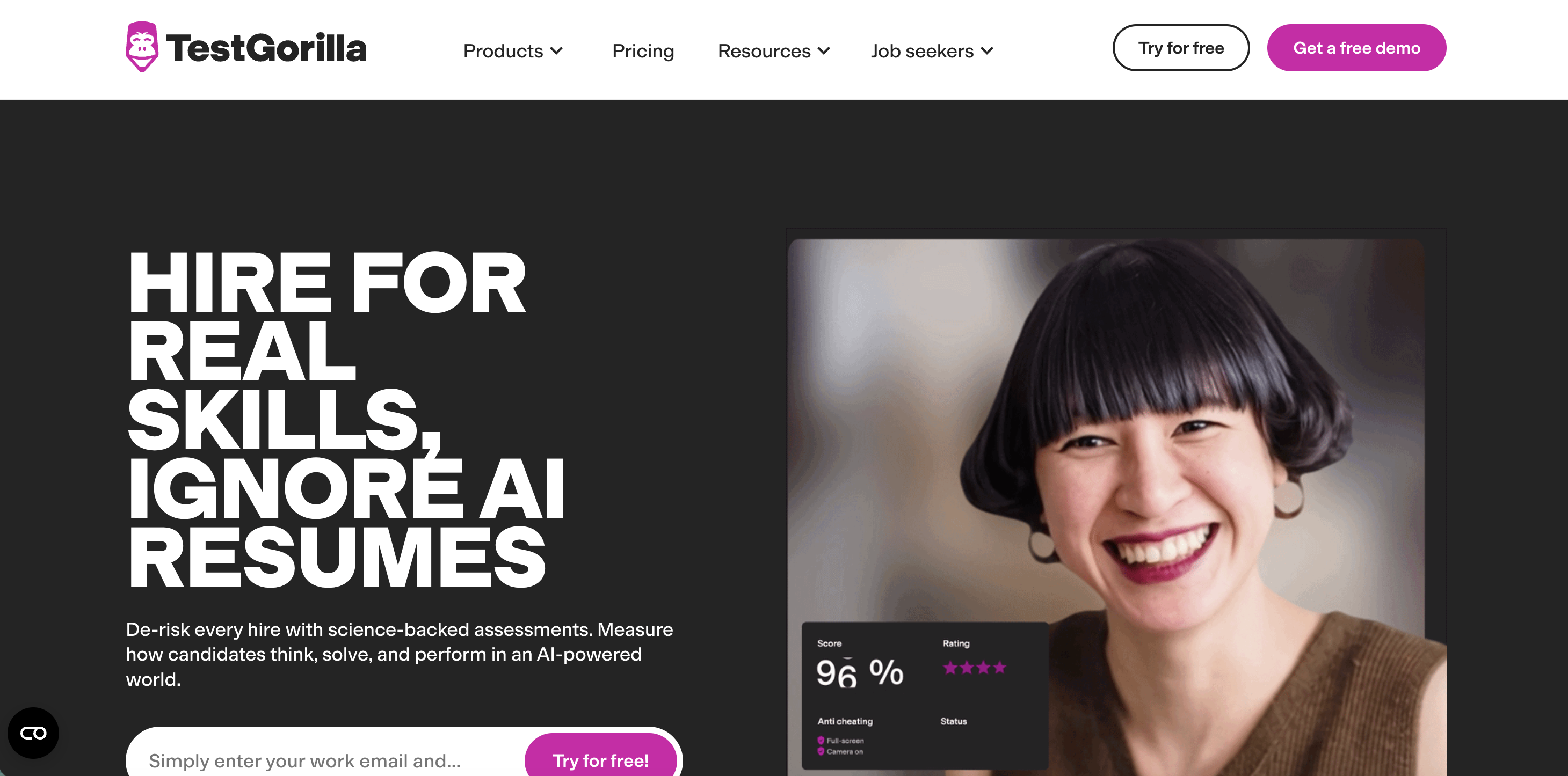 testgorilla homepage