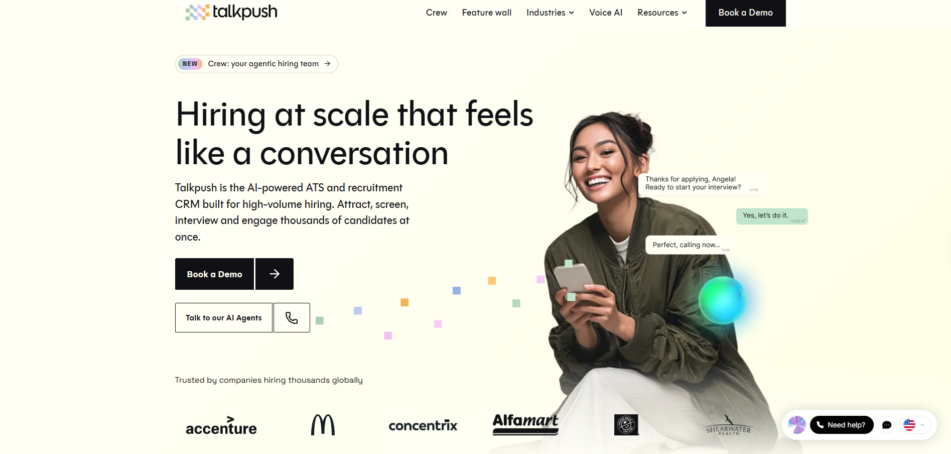 talkpush homepage
