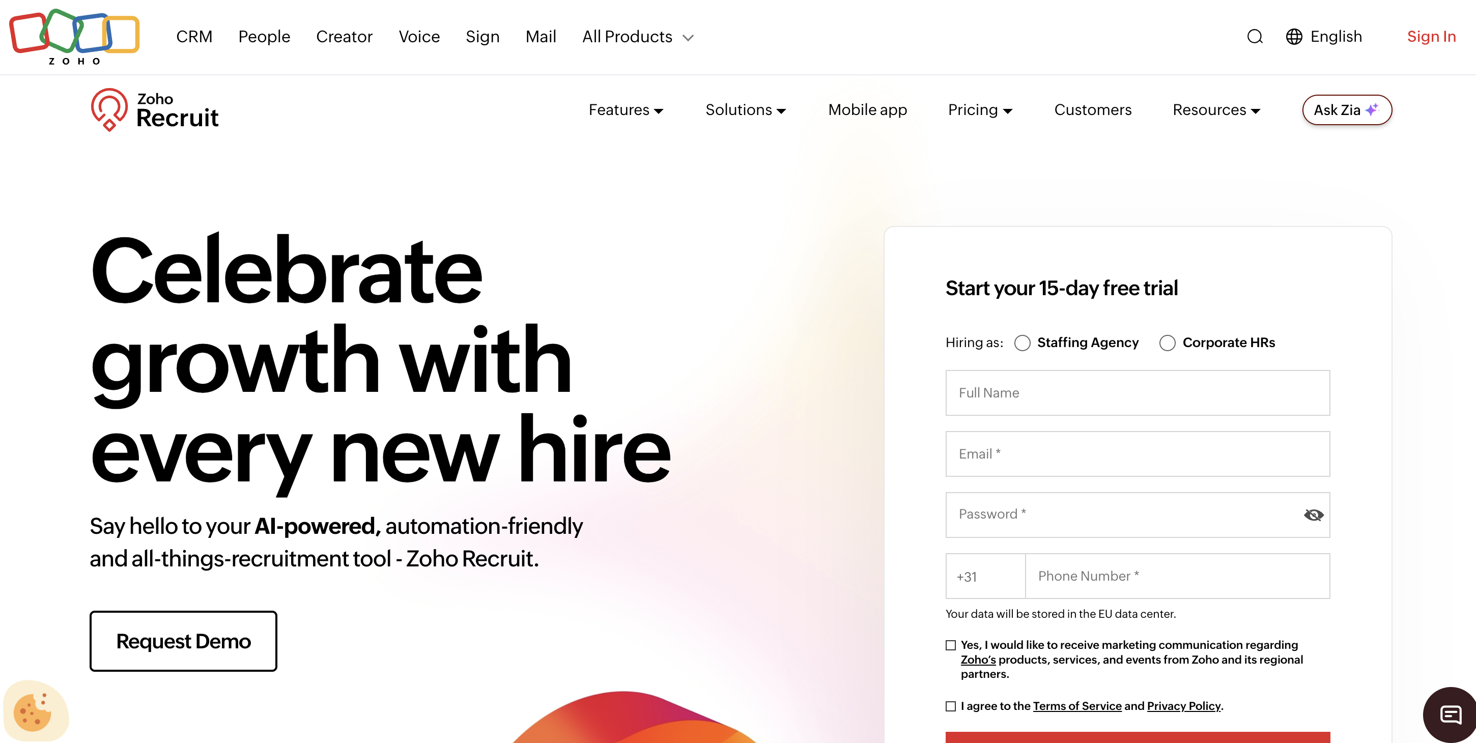 zoho recruit automation software