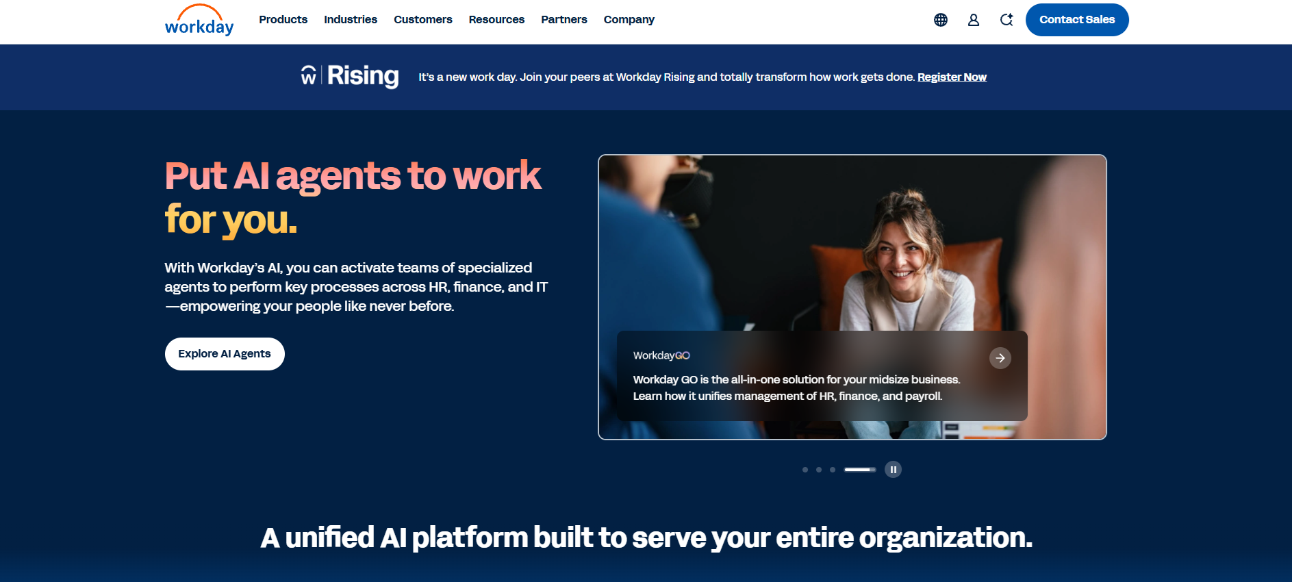 Workday homepage